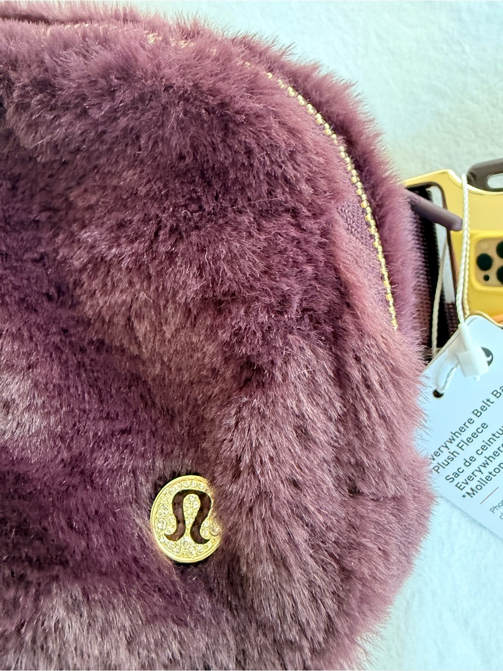 Lululemon maroon Faux-Fur Crossbody Bag with Gold Hardware - Picture 2 of 6